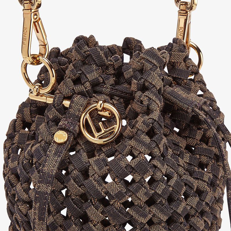 Affordable Fendi Mini Mon Tresor Bucket Bag In Fabric Interlace Coffee