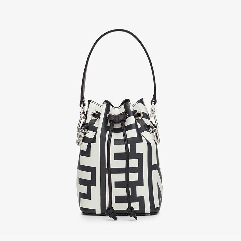 Affordable Fendi Mini Mon Tresor Bucket Bag In Fendi Roma Capsule Leather Black White