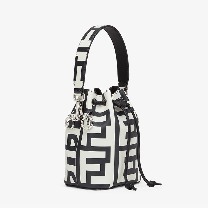 Affordable Fendi Mini Mon Tresor Bucket Bag In Fendi Roma Capsule Leather Black White