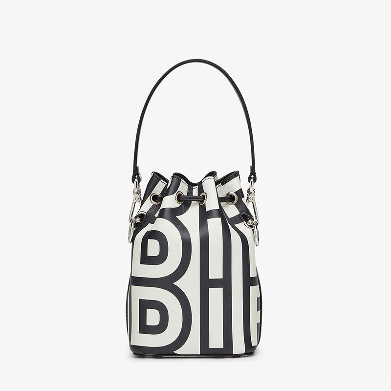 Affordable Fendi Mini Mon Tresor Bucket Bag In Fendi Roma Capsule Leather Black White