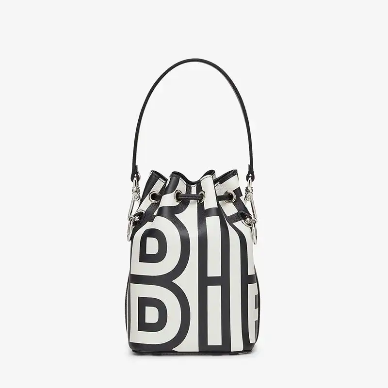 Cheap Fendi Mini Mon Tresor Bucket Bag In Fendi Roma Capsule Leather Black White