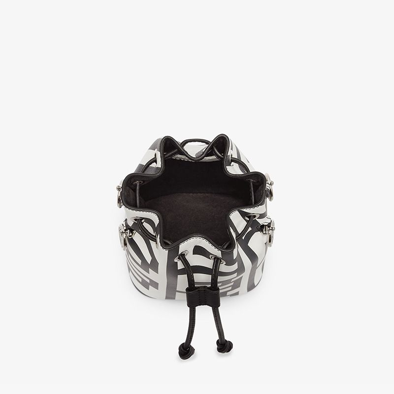 Affordable Fendi Mini Mon Tresor Bucket Bag In Fendi Roma Capsule Leather Black White