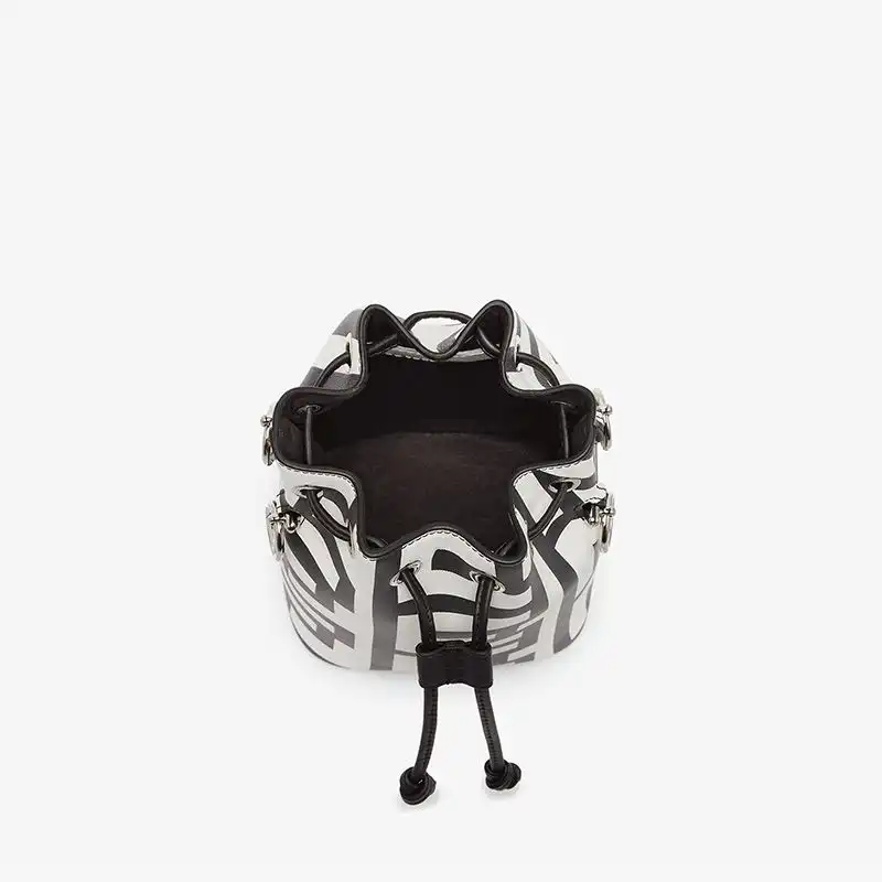 Cheap Fendi Mini Mon Tresor Bucket Bag In Fendi Roma Capsule Leather Black White