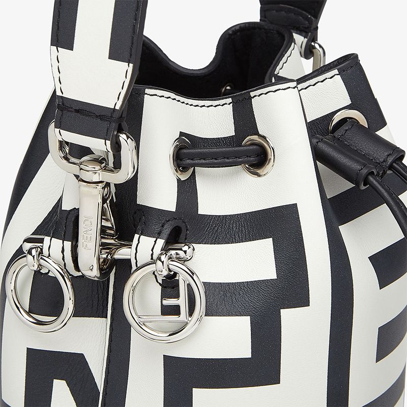 Affordable Fendi Mini Mon Tresor Bucket Bag In Fendi Roma Capsule Leather Black White