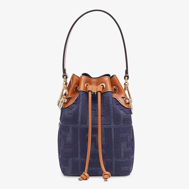 Affordable Fendi Mini Mon Tresor Bucket Bag In FF Motif Canvas Blue