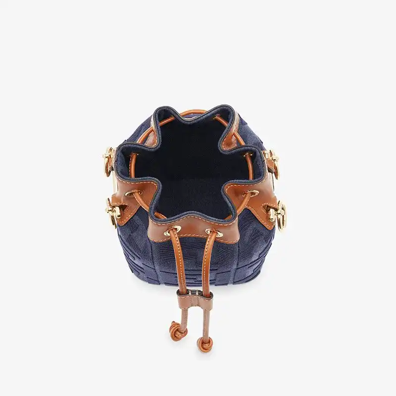 Affordable Fendi Mini Mon Tresor Bucket Bag In FF Motif Canvas Blue