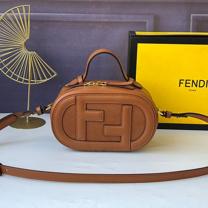 Affordable Fendi Mini O'Lock Camera Case In Calf Leather Brown