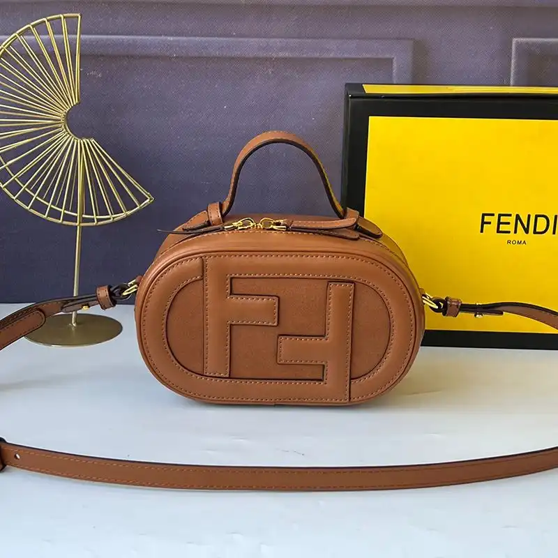 Fendi Mini O'Lock Camera Case In Calf Leather Brown