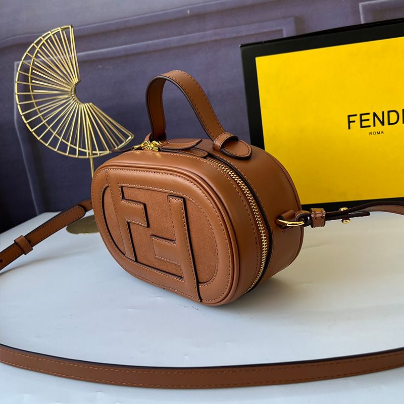 Affordable Fendi Mini O'Lock Camera Case In Calf Leather Brown