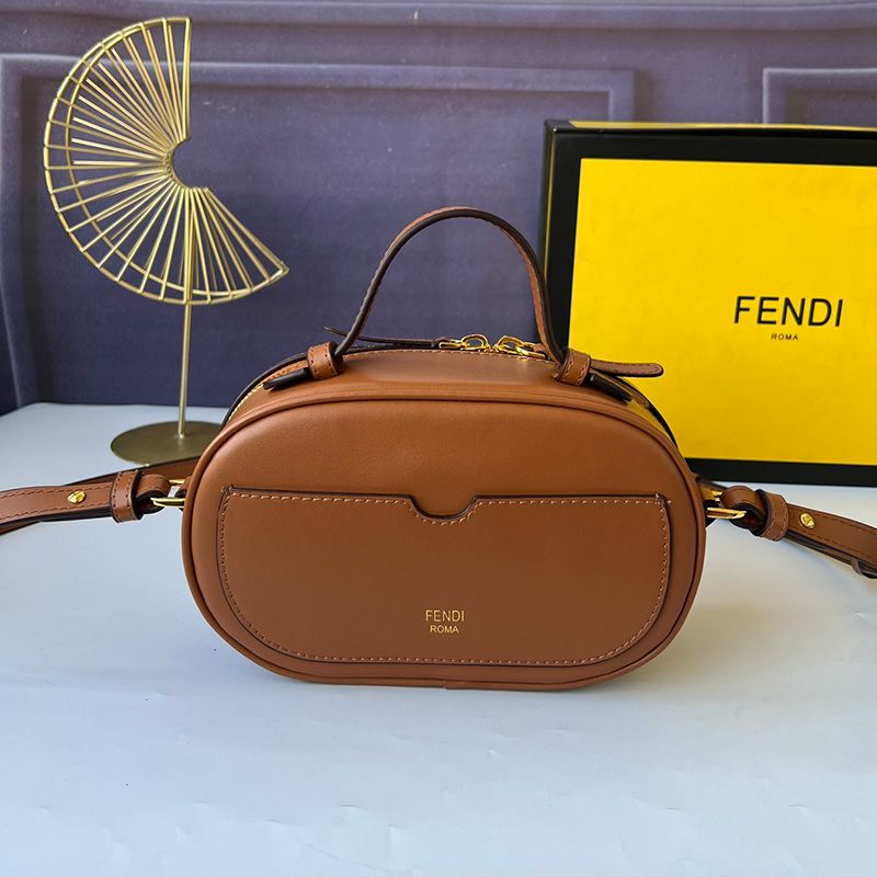 Affordable Fendi Mini O'Lock Camera Case In Calf Leather Brown