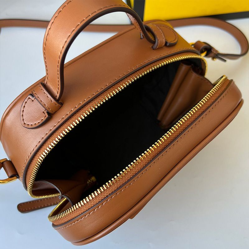 Affordable Fendi Mini O'Lock Camera Case In Calf Leather Brown