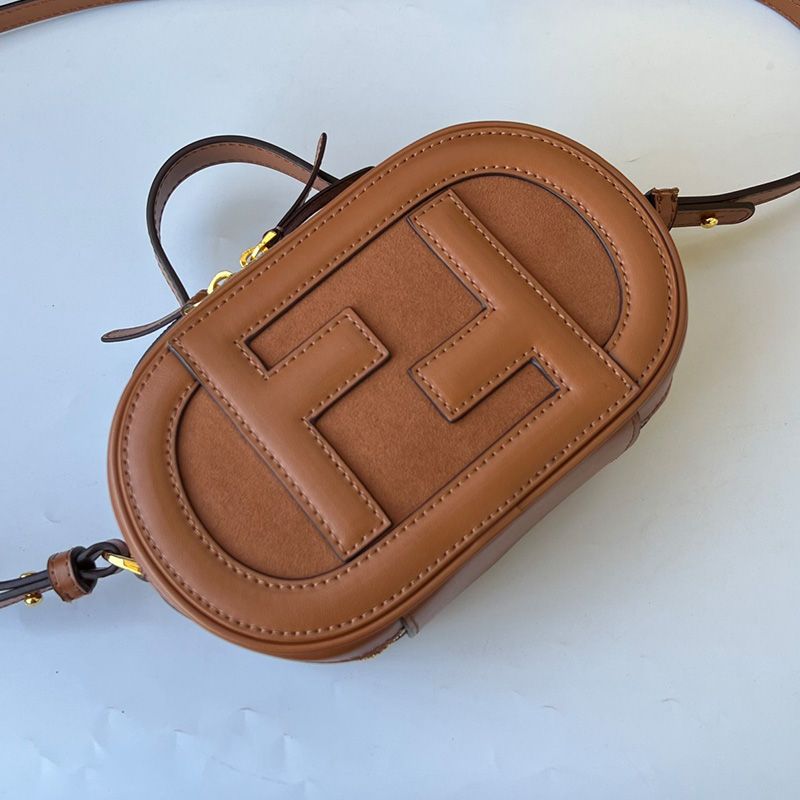 Affordable Fendi Mini O'Lock Camera Case In Calf Leather Brown