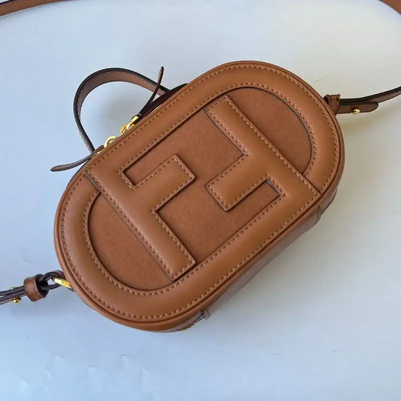 Affordable Affordable Fendi Mini O'Lock Camera Case In Calf Leather Brown