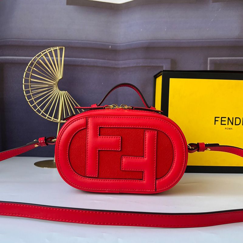 Affordable Fendi Mini O'Lock Camera Case In Calf Leather Red