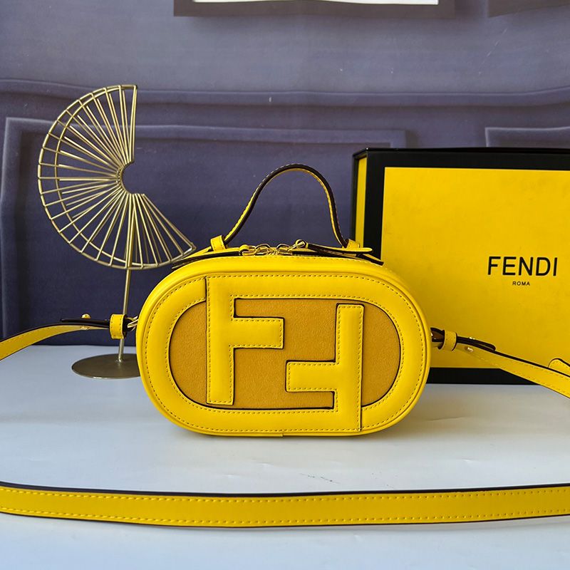 Affordable Fendi Mini O'Lock Camera Case In Calf Leather Yellow