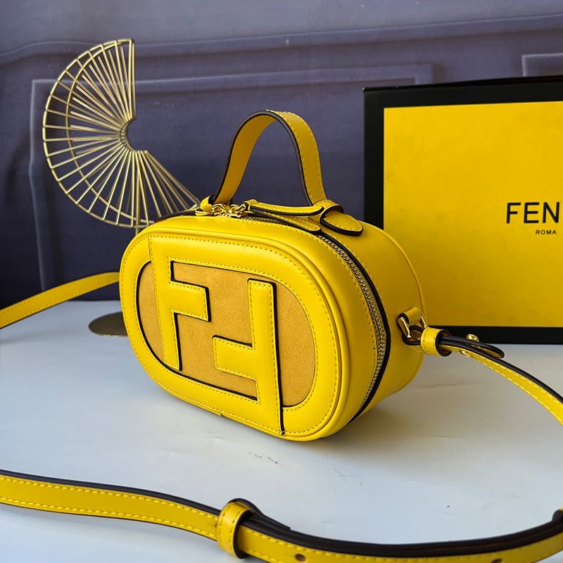 Affordable Fendi Mini O'Lock Camera Case In Calf Leather Yellow