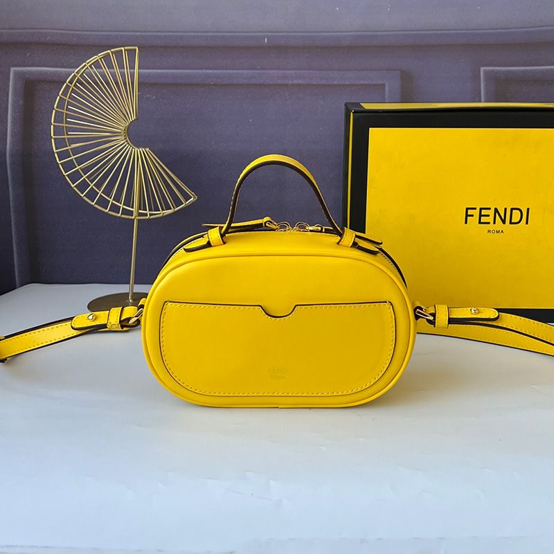 Affordable Fendi Mini O'Lock Camera Case In Calf Leather Yellow