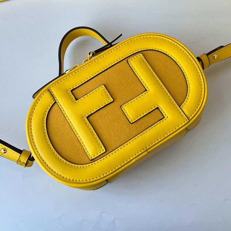 Affordable Fendi Mini O'Lock Camera Case In Calf Leather Yellow