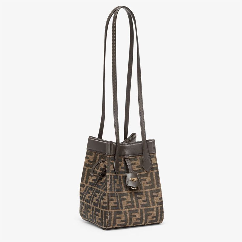 Affordable Fendi Mini Origami Bag In FF Motif Fabric Brown