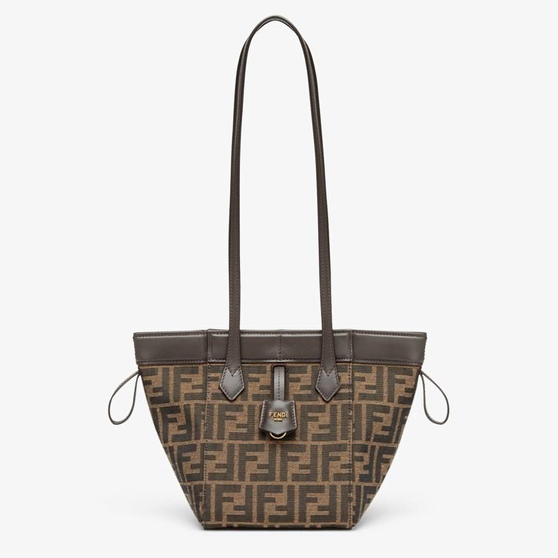 Affordable Fendi Mini Origami Bag In FF Motif Fabric Brown