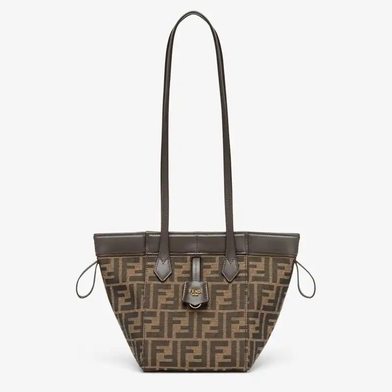 Affordable Fendi Mini Origami Bag In FF Motif Fabric Brown