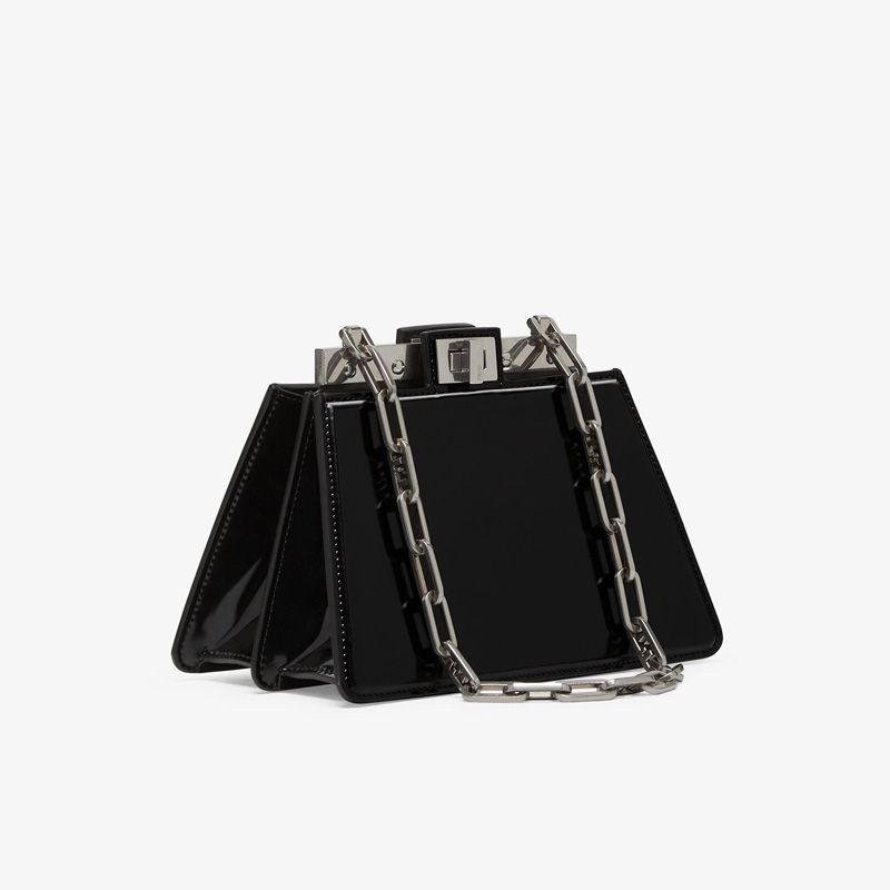 Affordable Fendi Mini Peekaboo Cut Bag In Calf Leather Black