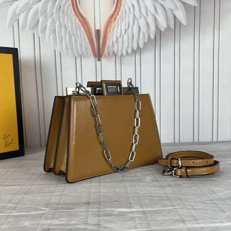 Affordable Fendi Mini Peekaboo Cut Bag In Calf Leather Brown