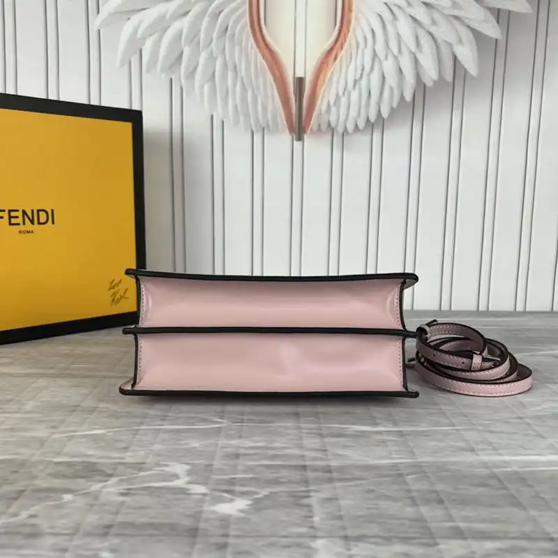 Affordable Fendi Mini Peekaboo Cut Bag In Calf Leather Cherry