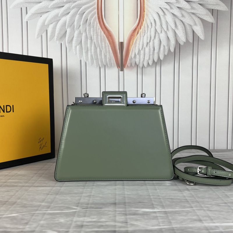 Affordable Fendi Mini Peekaboo Cut Bag In Calf Leather Green