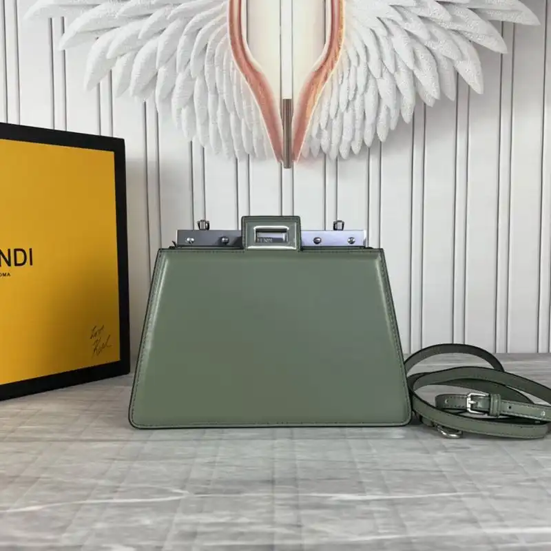 Cheap Fendi Mini Peekaboo Cut Bag In Calf Leather Green