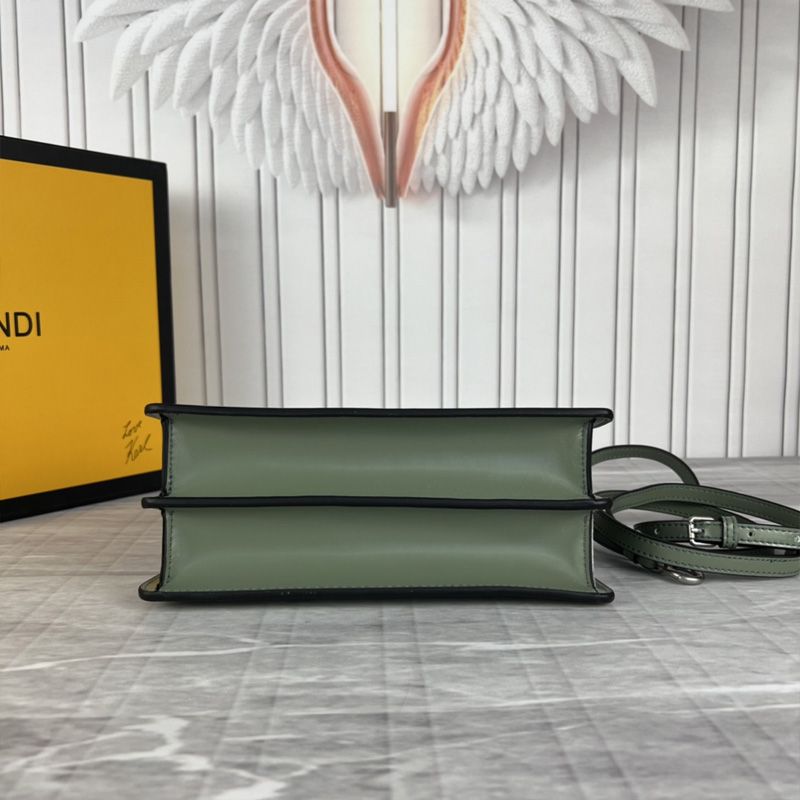 Affordable Fendi Mini Peekaboo Cut Bag In Calf Leather Green