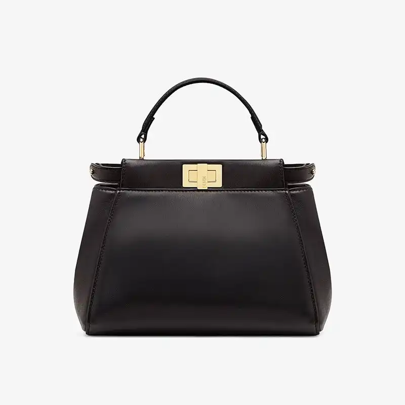 HOT Fendi Mini Peekaboo Iconic Handbag In Nappa Leather Black