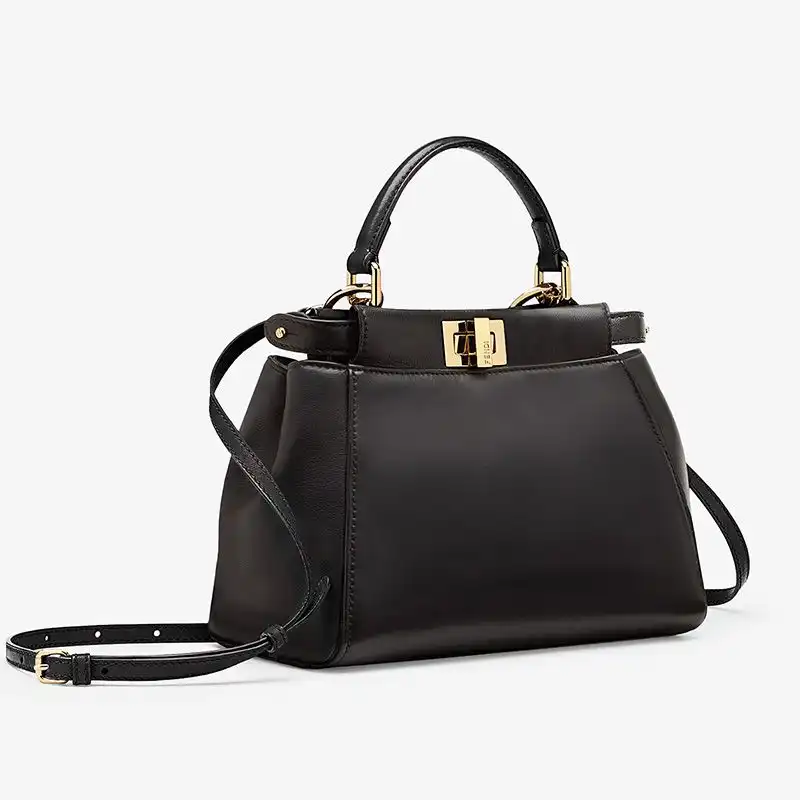 Affordable Fendi Mini Peekaboo Iconic Handbag In Nappa Leather Black