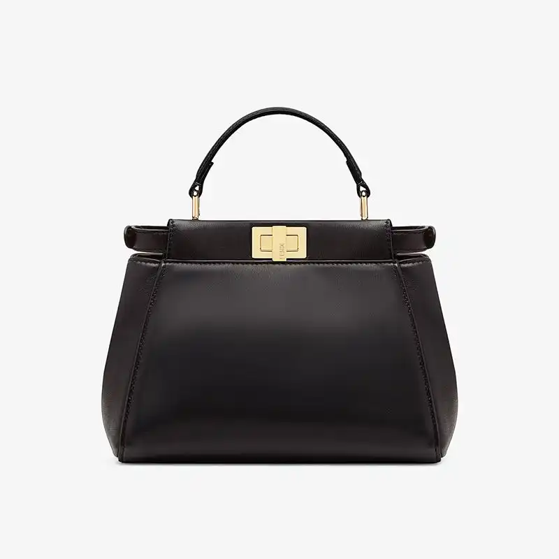 Affordable Fendi Mini Peekaboo Iconic Handbag In Nappa Leather Black