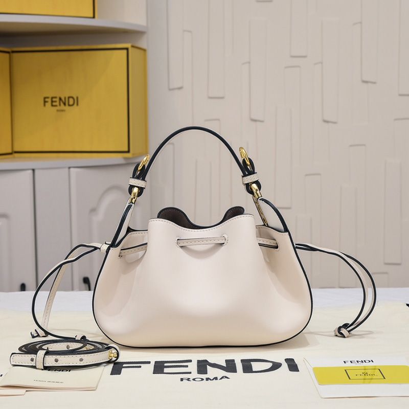 Affordable Fendi Mini Pomodorino Bucket Bag In Calf Leather Beige