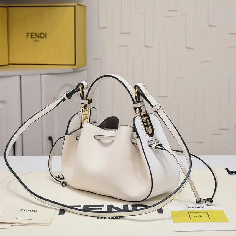 Affordable Fendi Mini Pomodorino Bucket Bag In Calf Leather Beige