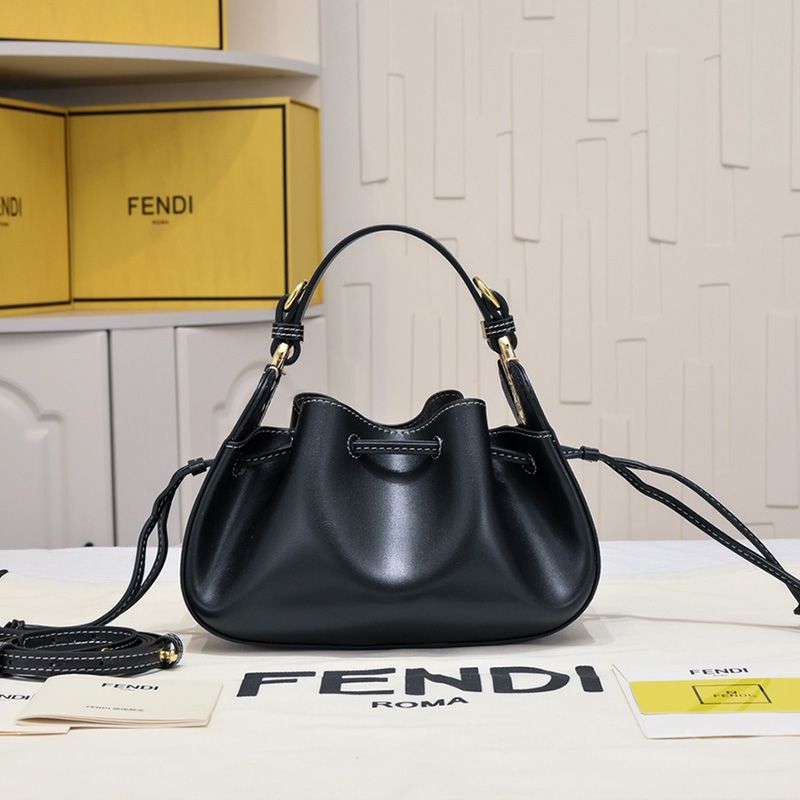 Affordable Fendi Mini Pomodorino Bucket Bag In Calf Leather Black