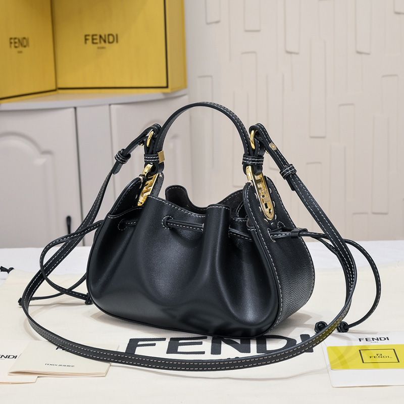 Affordable Fendi Mini Pomodorino Bucket Bag In Calf Leather Black