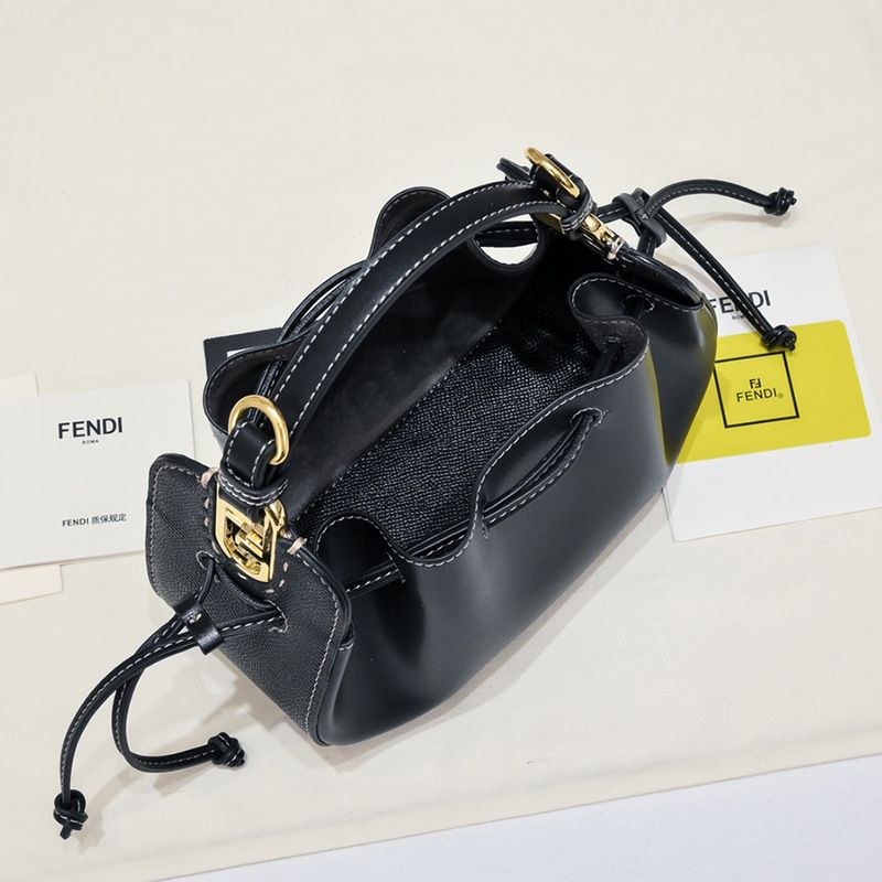 Affordable Fendi Mini Pomodorino Bucket Bag In Calf Leather Black