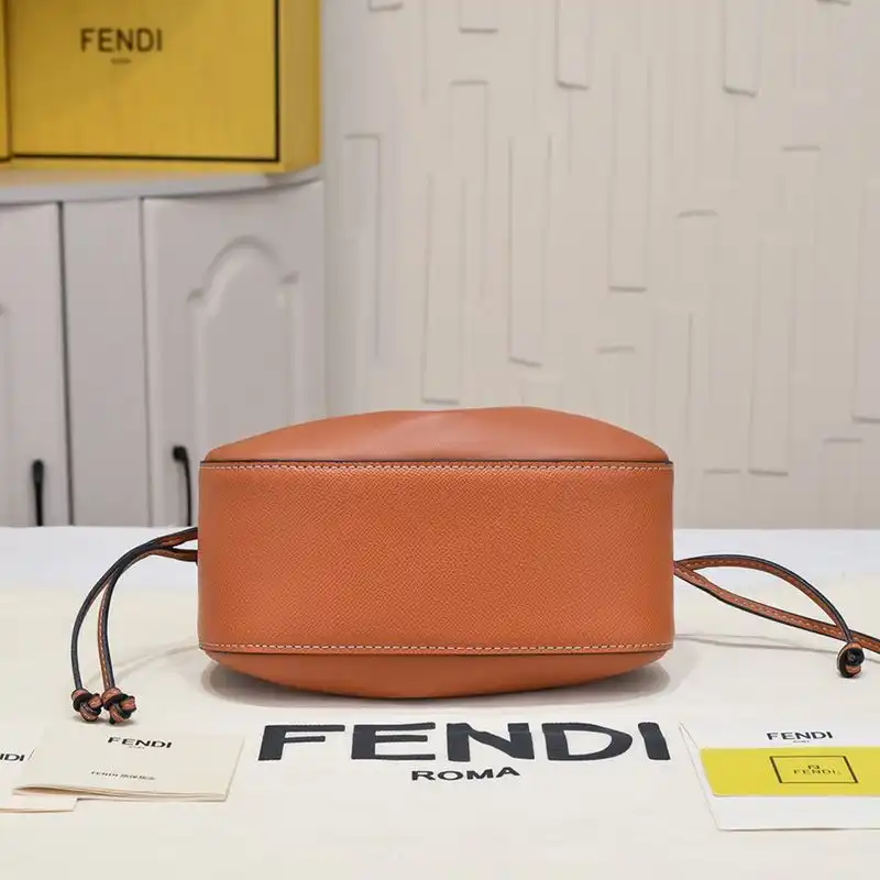 Affordable Fendi Mini Pomodorino Bucket Bag In Calf Leather Brown