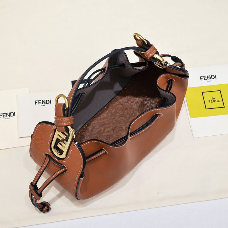 Affordable Fendi Mini Pomodorino Bucket Bag In Calf Leather Brown