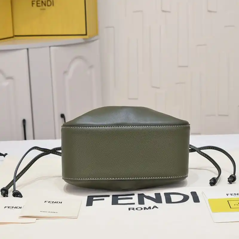 Affordable Fendi Mini Pomodorino Bucket Bag In Calf Leather Green