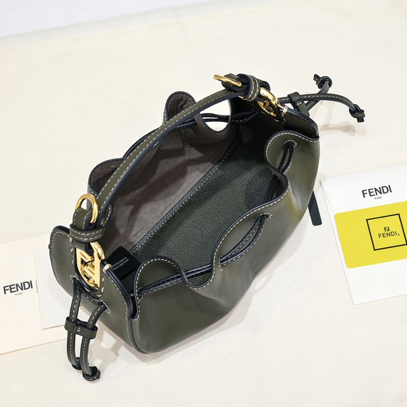 Affordable Fendi Mini Pomodorino Bucket Bag In Calf Leather Green