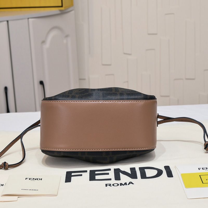 Affordable Fendi Mini Pomodorino Bucket Bag In FF Motif Fabric Brown