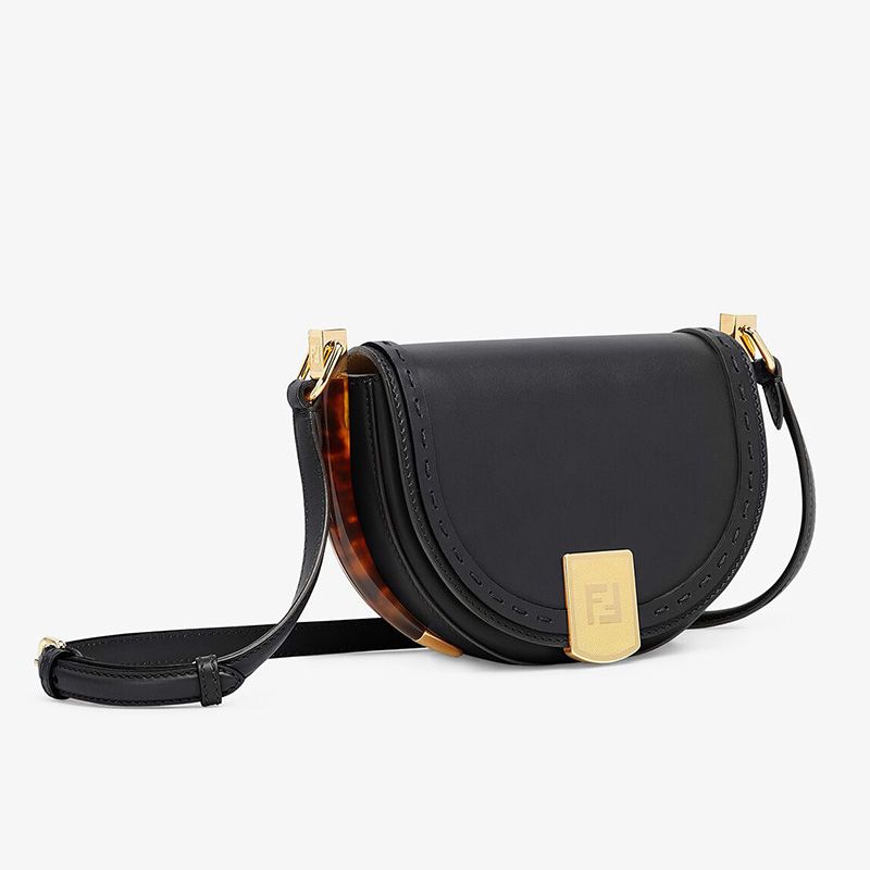 Affordable Fendi Moonlight Bag In ROMA Logo Calf Leather Black