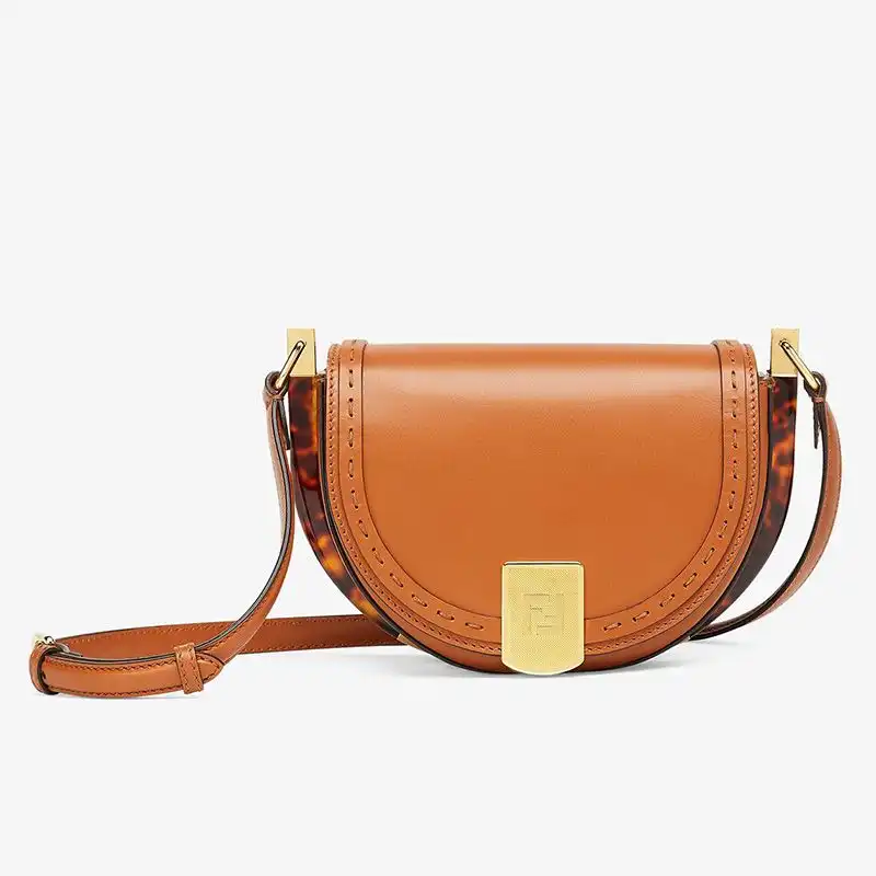 Affordable Fendi Moonlight Bag In ROMA Logo Calf Leather Brown