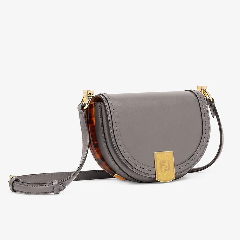 Affordable Fendi Moonlight Bag In ROMA Logo Calf Leather Grey