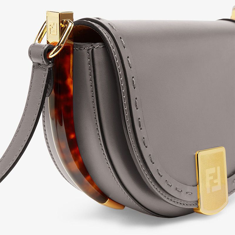 Affordable Fendi Moonlight Bag In ROMA Logo Calf Leather Grey