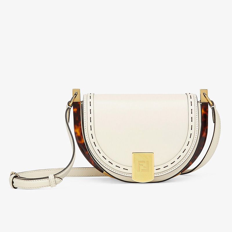 Affordable Fendi Moonlight Bag In ROMA Logo Calf Leather White