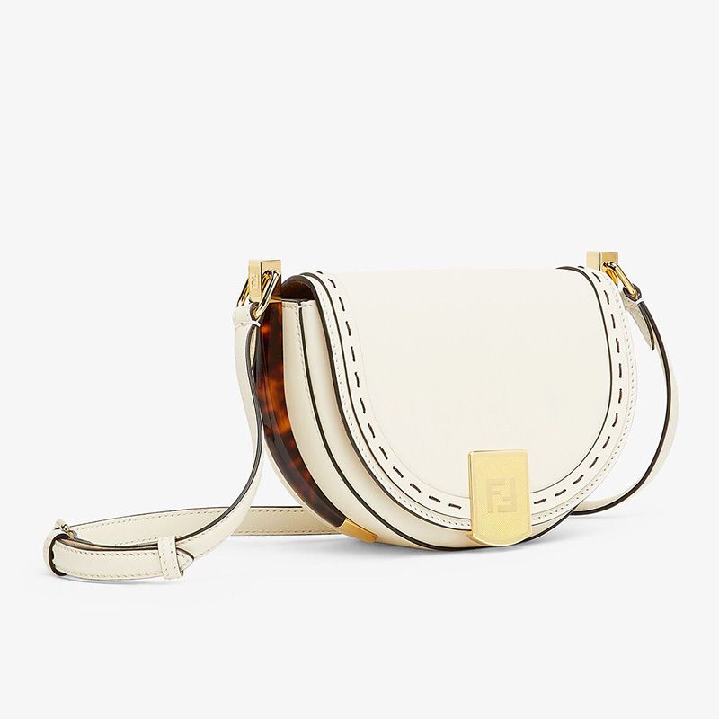 Affordable Fendi Moonlight Bag In ROMA Logo Calf Leather White